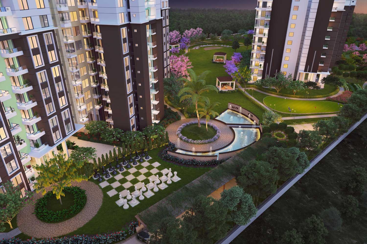 Modern high-rise building with balconies overlooking the city, Hero Homes Tower 8 on Dwarka Expressway_newlaunchdwarkaexpressway.com